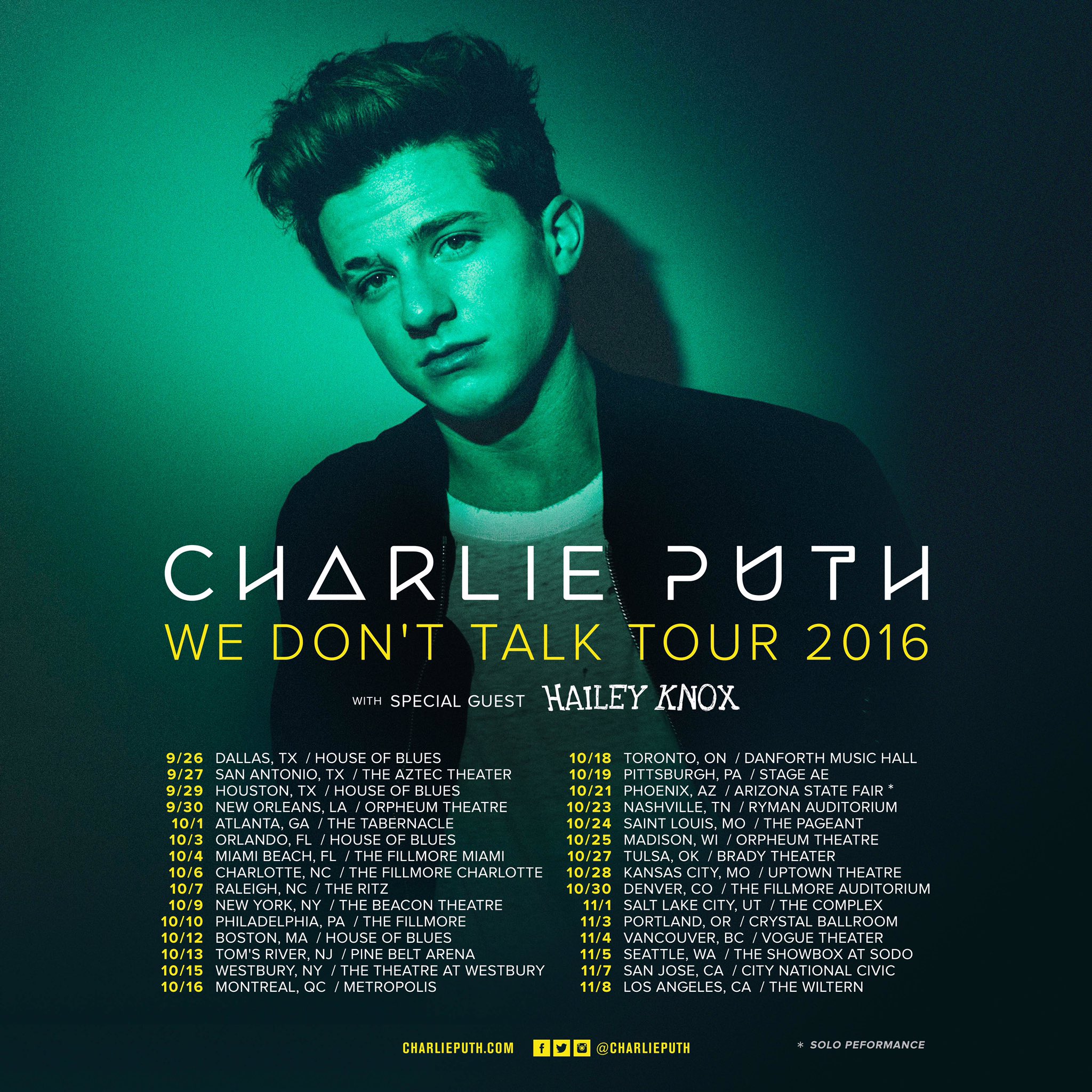 Charlie Puth Announces "We Don't Talk" Tour Stage Right Secrets
