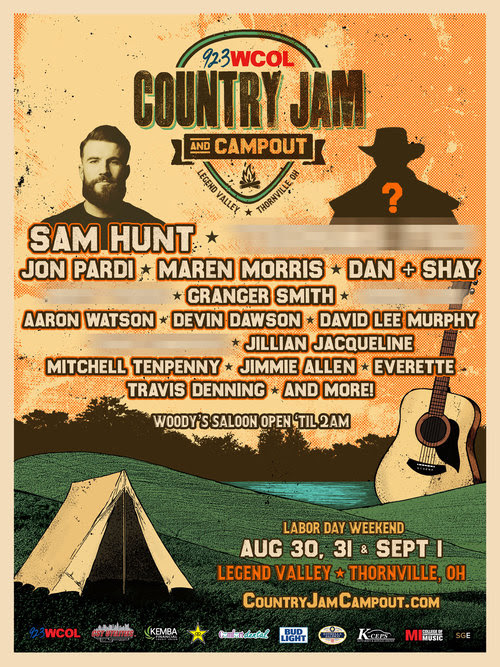 92.3 WCOL Country Jam + Campout Announces Lineup + Details! Stage